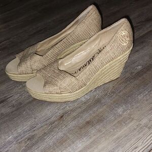 Libby Edelman Val Espadrille Open Toe Platform Wedge Size 8